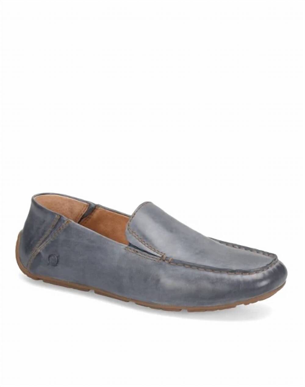 NEW BORN men's marcel leather moc toe loafers in navy